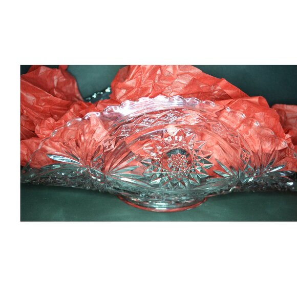 Vintage Clear Cut Glass Celery Dish Relish Bananas Serving Table Decor - Picture 2 of 7